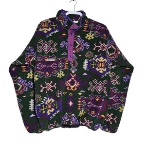 Vintage Columbia Aztec Abstract Half Snap Fleece Pullover Jacket Medium